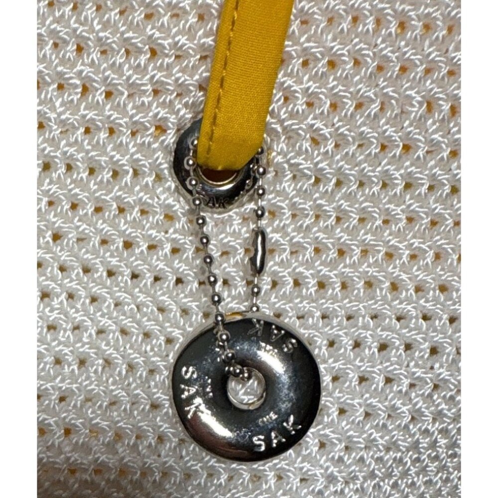 The Sak Tote Bag Purse Daffodil Crochet White & Yellow Rope Handles Beach NEW - Picture 5 of 16